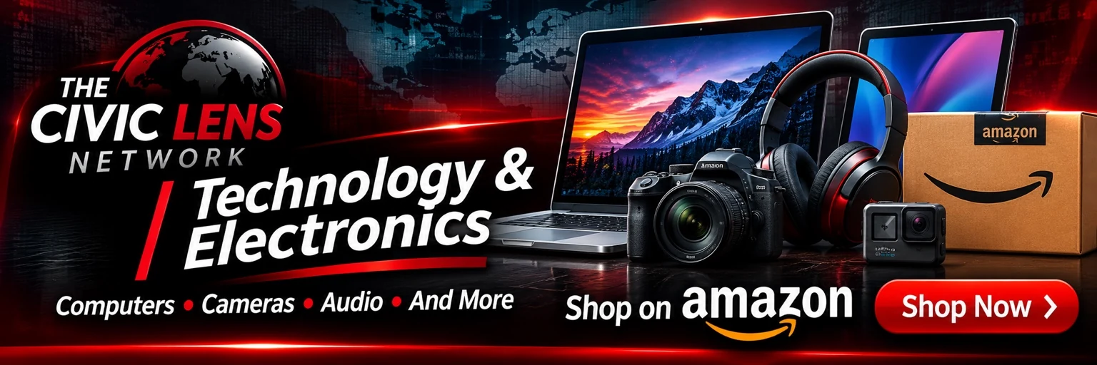 Civic Lens Amazon shopping banner: electronics and computers
