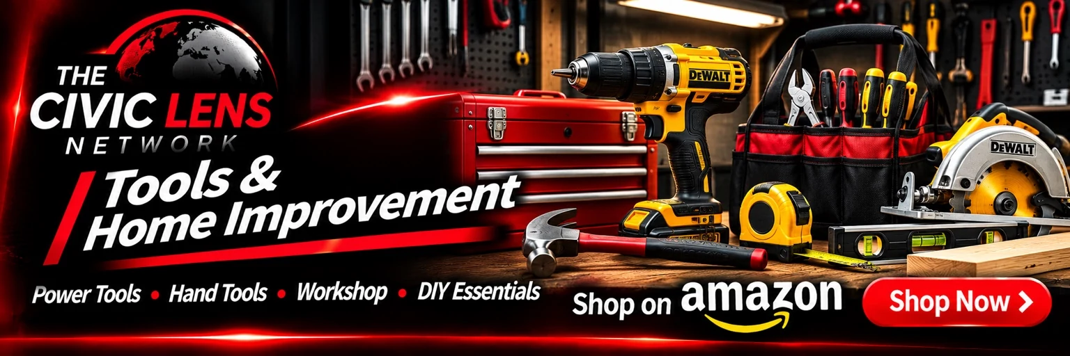 Civic Lens Amazon shopping banner: tools home improvement