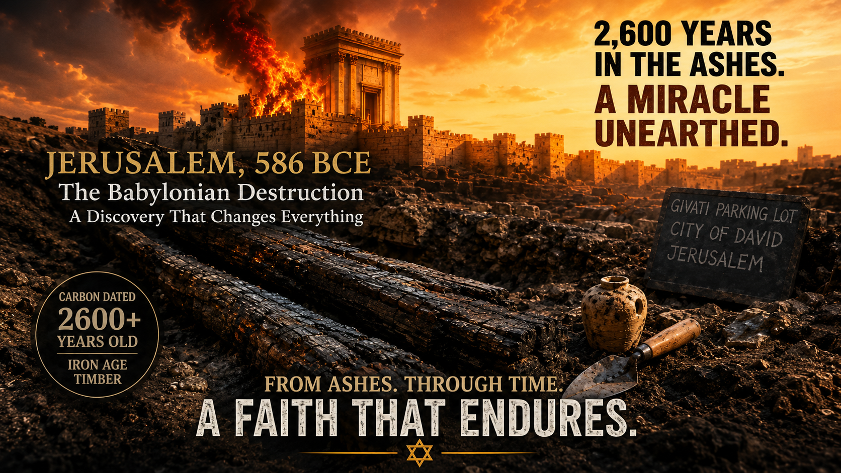 2,600-Year-Old Beams Unearthed in Jerusalem Confirm Ancient Destruction