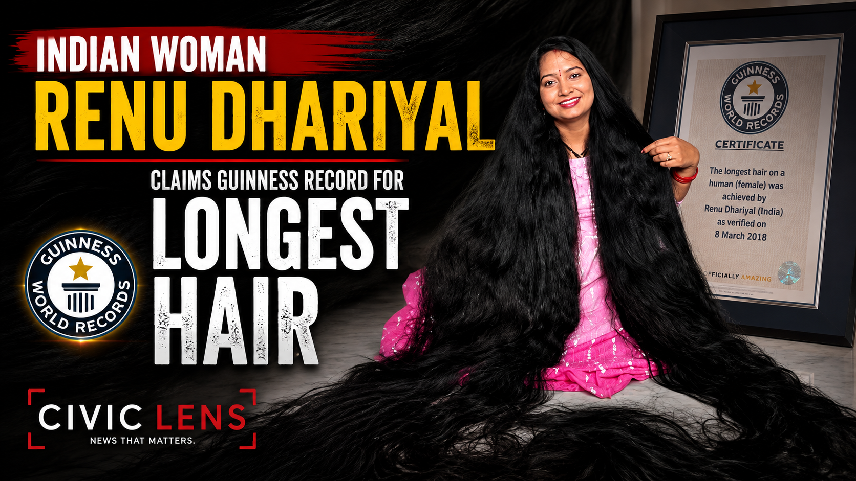 Indian Woman Renu Dhariyal Claims Guinness Record for Longest Hair