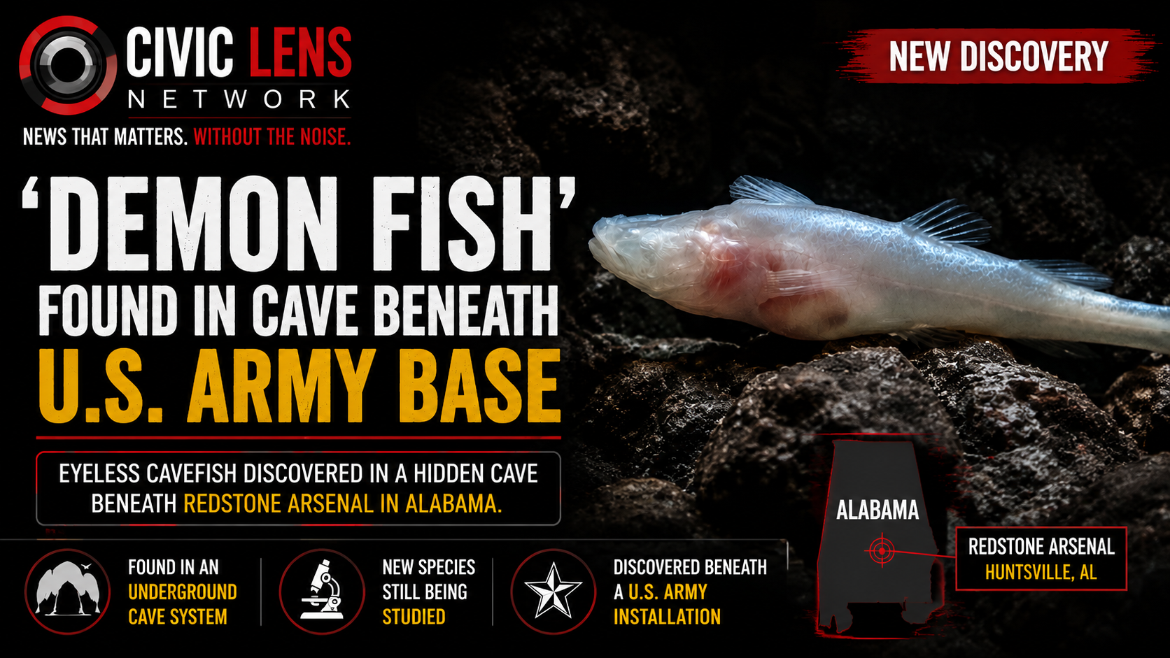 Eyeless Demon Fish Found Hiding in Cave Under Alabama Army Base