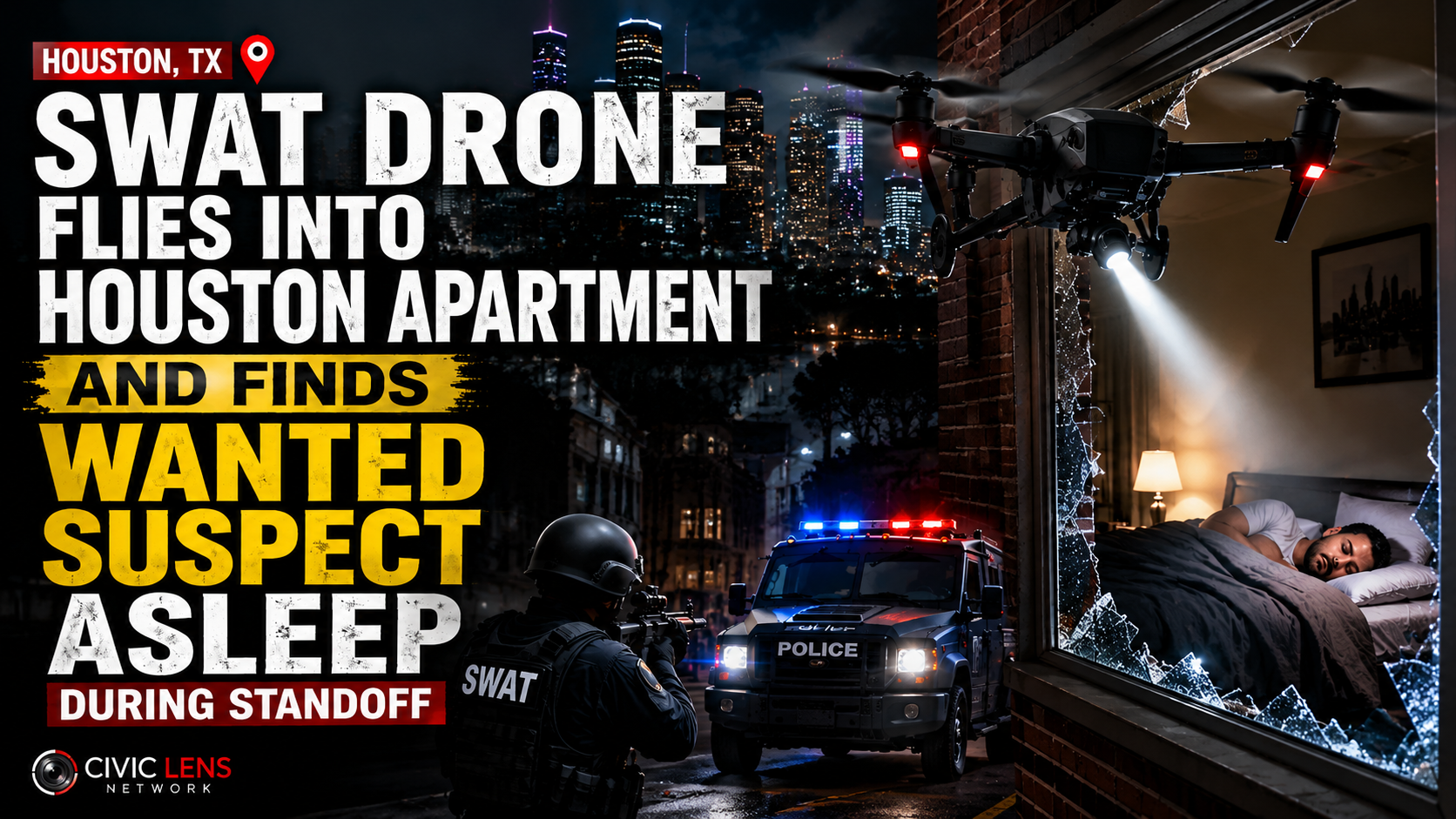 SWAT Drone Flies Into Houston Apartment and Finds Wanted Suspect Asleep During Standoff