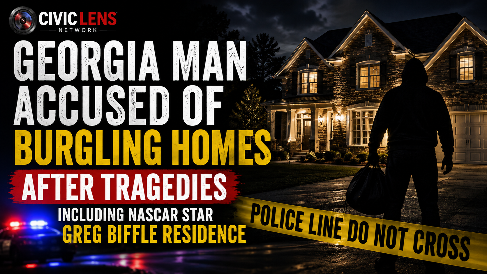 Georgia Man Accused of Burgling Homes After Tragedies Including NASCAR Star Greg Biffle Residence