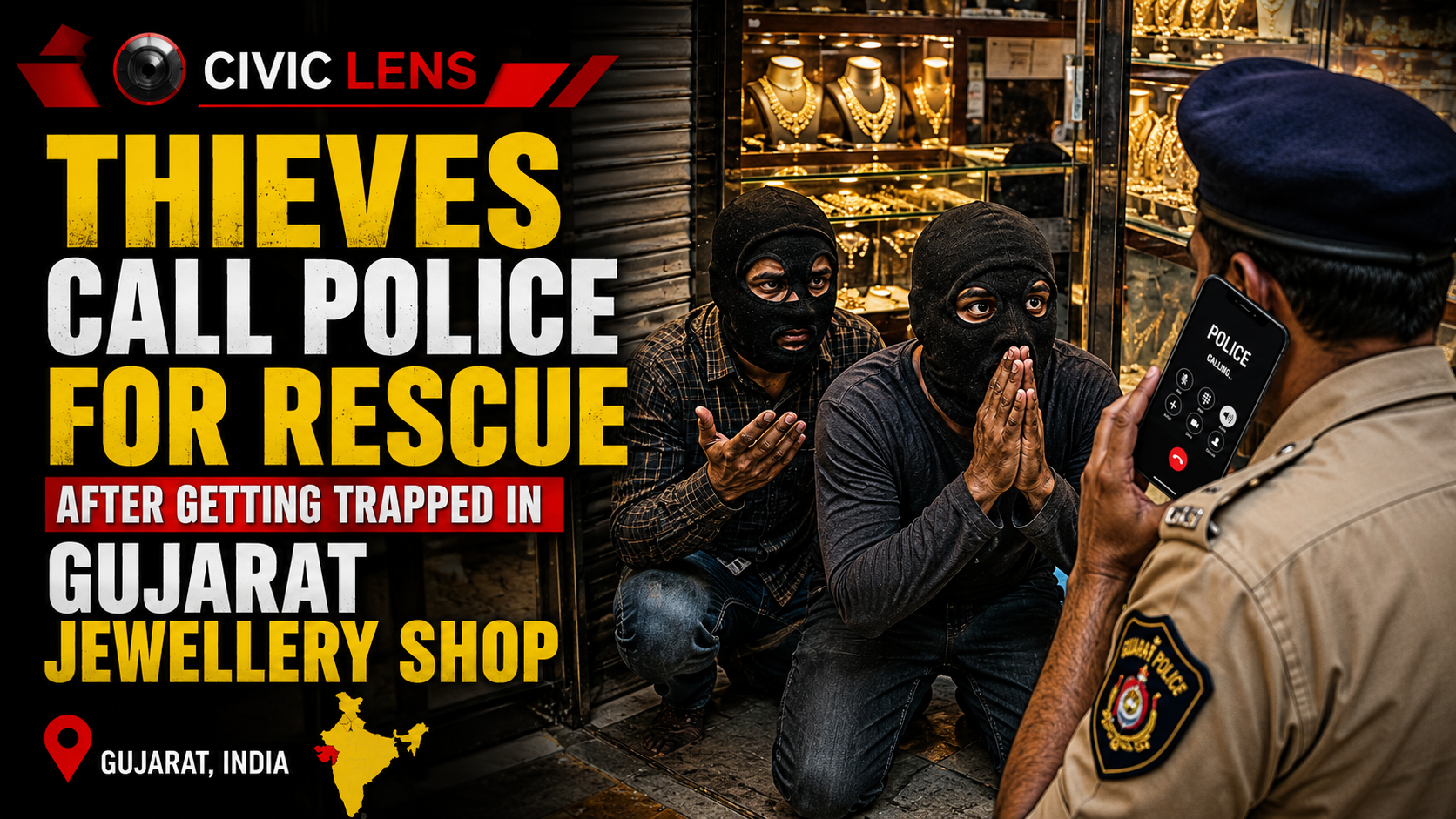Thieves Call Police for Rescue After Getting Trapped in Gujarat Jewellery Shop