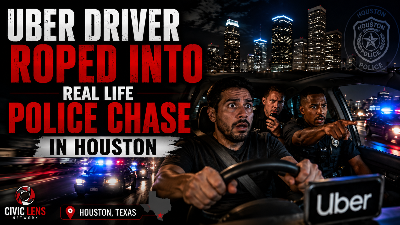 Uber Driver Roped Into Real Life Police Chase in Houston