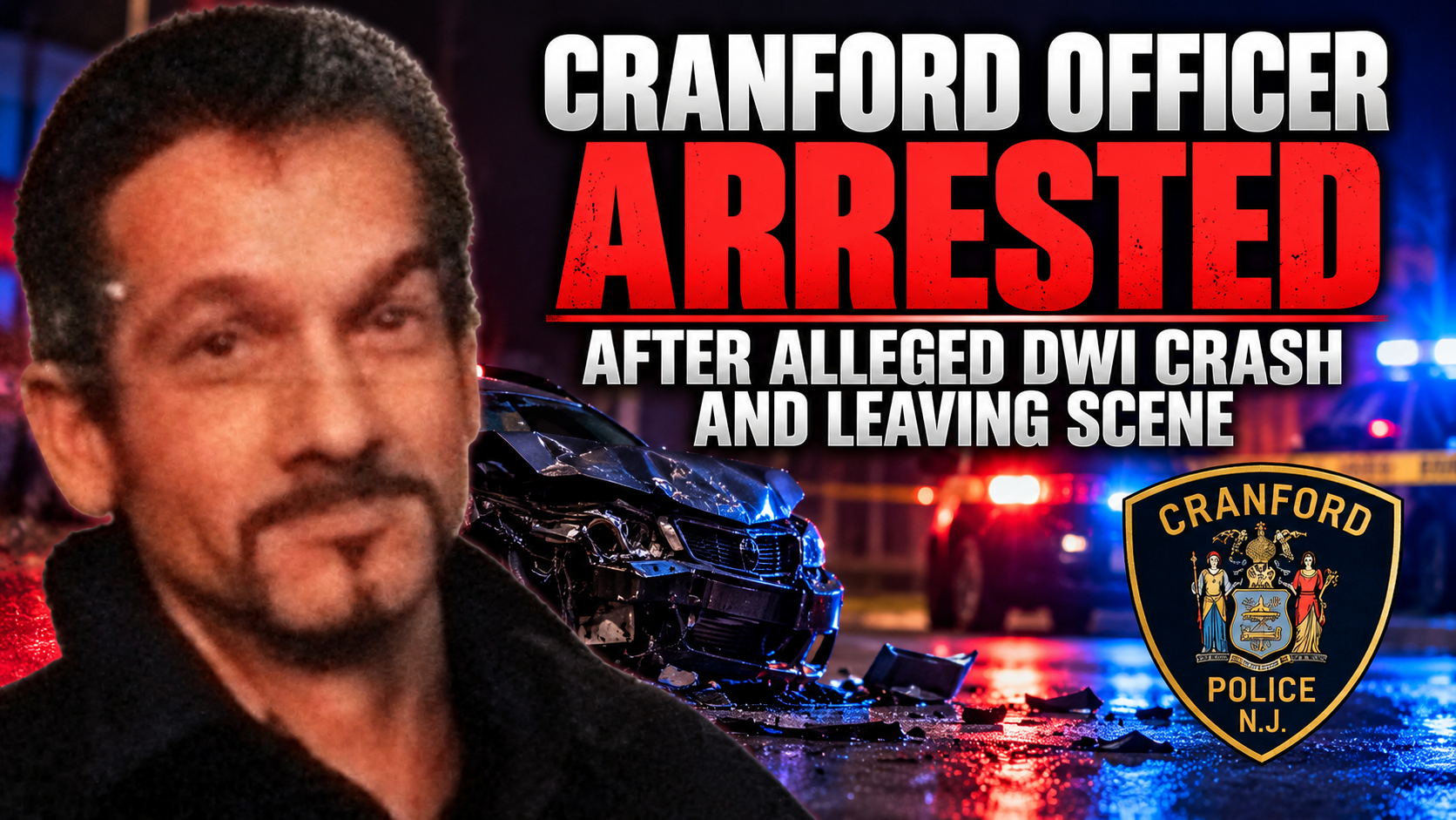 Cranford Police Officer Arrested After Alleged DWI Crash and Leaving Scene