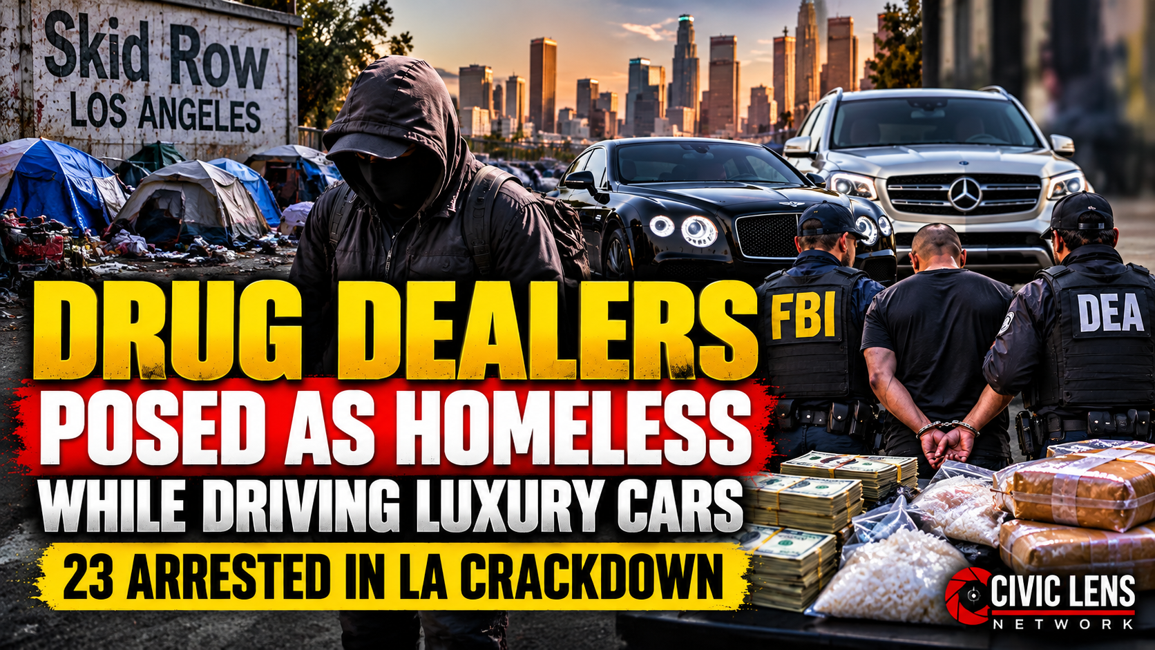 Drug Dealers Posed as Homeless While Driving Luxury Cars: 23 Arrested in LA Crackdown