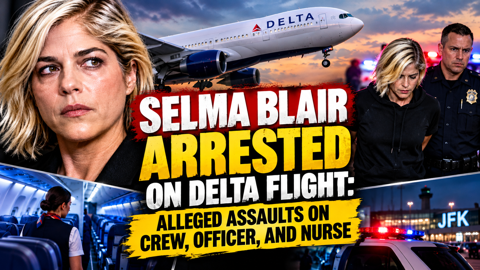 Selma Blair Arrested on Delta Flight: Alleged Assaults on Crew, Officer, and Nurse