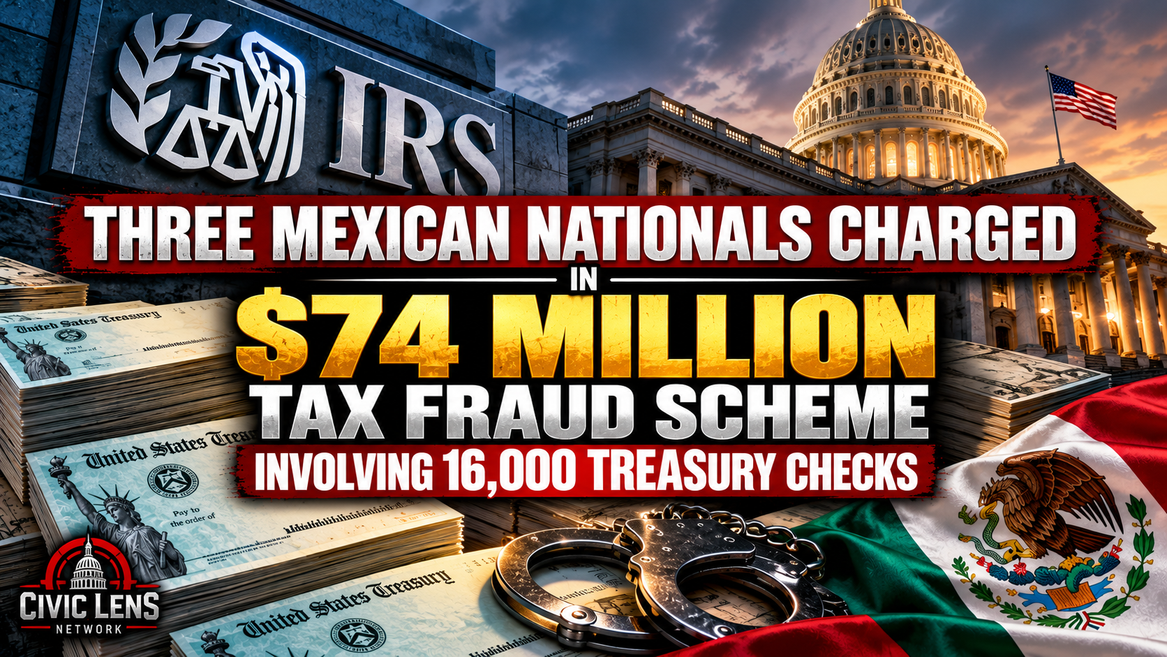 Three Mexican Nationals Charged in $74 Million Tax Fraud Scheme Involving 16,000 Treasury Checks