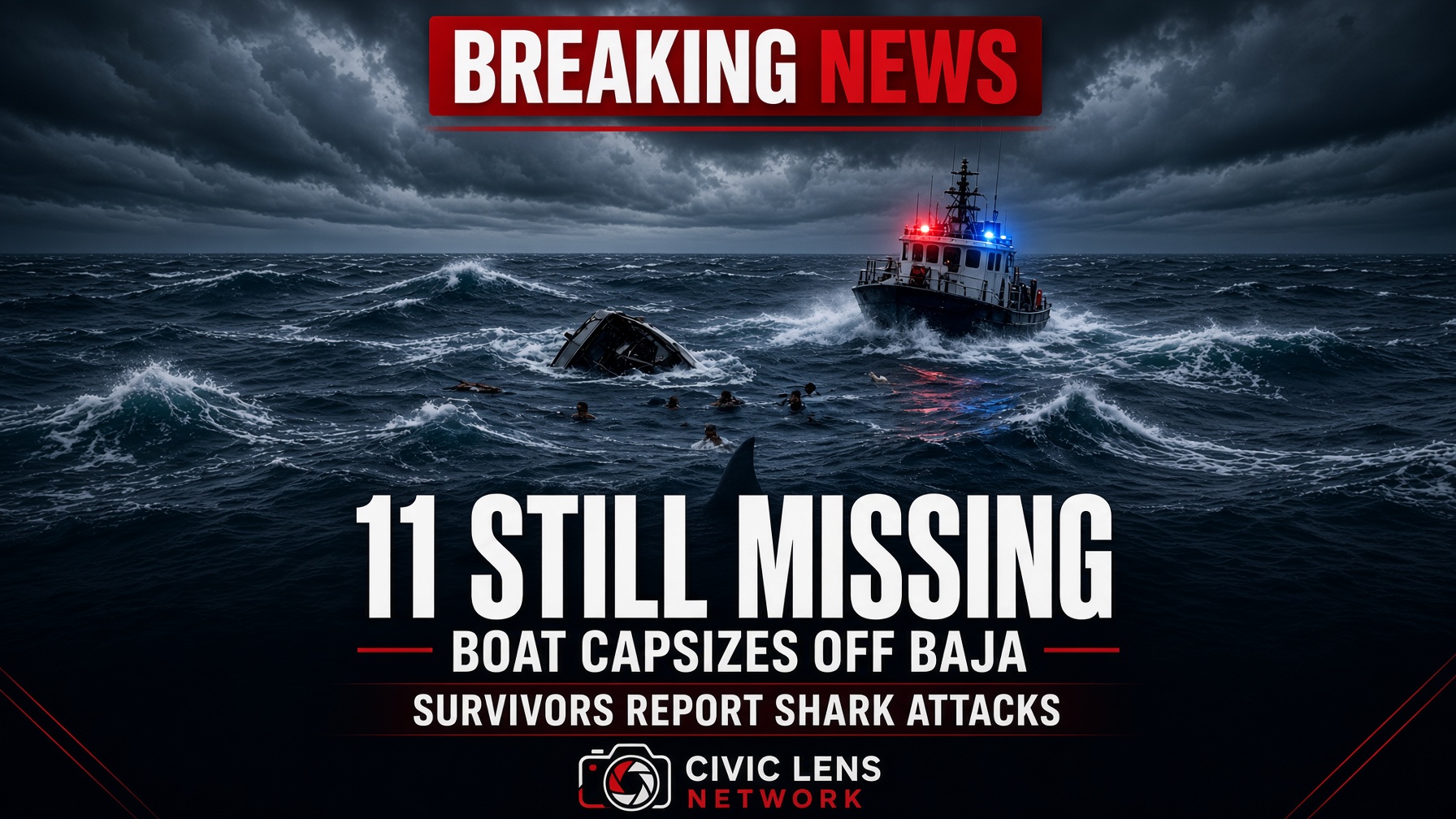 11 Missing After Boat Capsizes Off Baja California as Survivors Report Shark Attacks